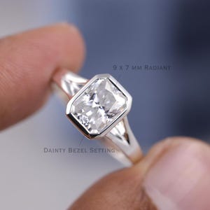2.5 CT Radiant Cut Lab Grown Diamond Engagement Ring, 14K Solid Gold Bezel Ring, Split Shank Ring Solitaire Ring, IGI Certified Diamond Ring