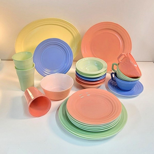 Vintage Hazel Atlas Moderntone Platonite Pastel Replacement Pieces, Select from Blue, Pink, Green, Yellow or Mix & Match, Circa 1940s