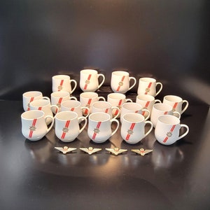 Your Pick - Vintage TWA (Trans World Airlines) Collectibles: First Class Coffee Mug - By Michaud or By Rackett / Plastic TWA Lapel Pin, 1965