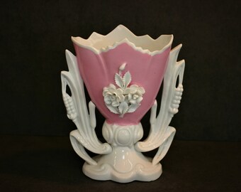 Germany Spill Vase Porcelain Vintage Toothpick Holder Girl with Duck Matches
