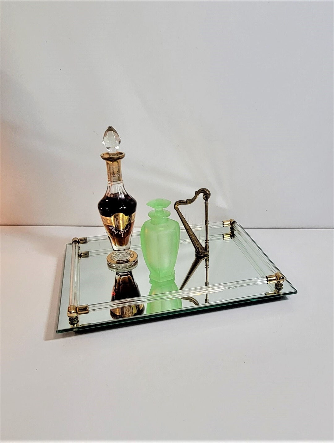 Vintage Mirrored Perfume Tray 12 X 9 Lucite Etsy