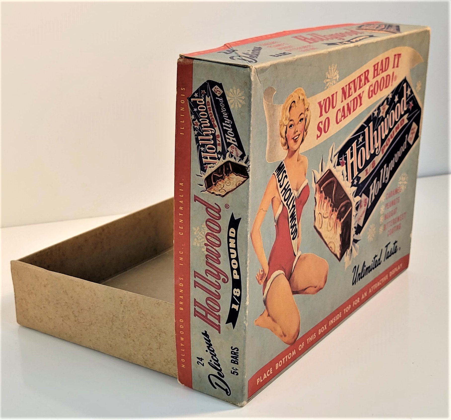 RARE Vintage Hollywood Candy Bars Box With Miss Hollyood on Etsy