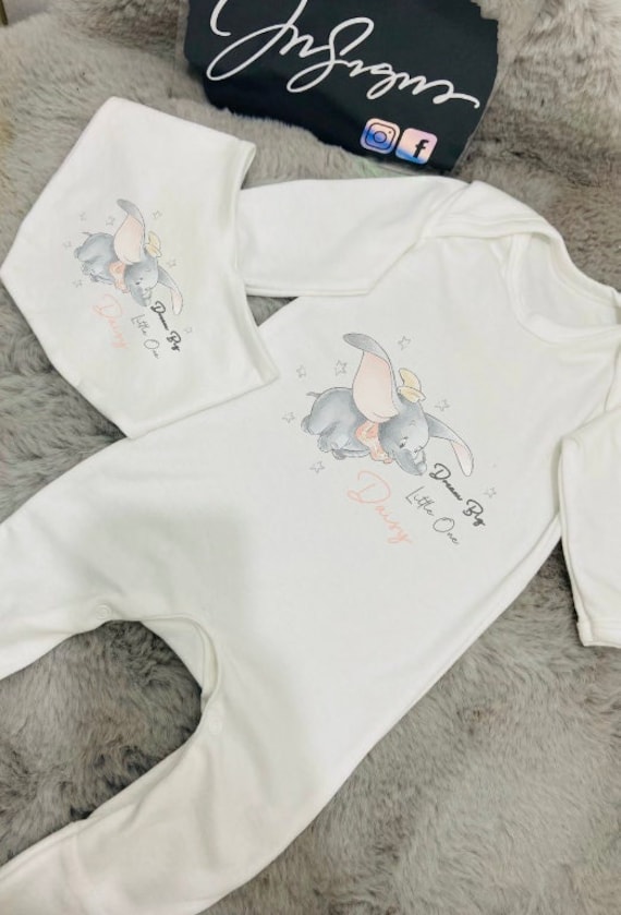 Personalised Dumbo Baby Outfit. Baby Grow. Baby Vest. Baby Bib. Personalised Baby Etsy
