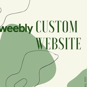 以下が含まれることがあります： 「weebly CUSTOM WEBSITE」と「CO CREATIVE EST. 2023」のテキストが書かれた緑と白のグラフィックデザインです。