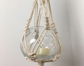 Macrame Plant Hanger with glass bowl