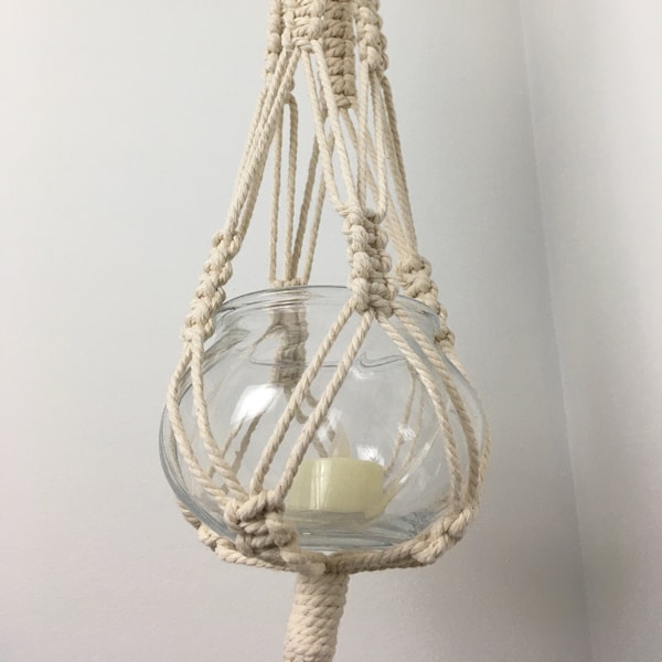 Macrame Plant Hanger with glass bowl