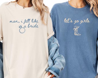 Lets Go Girls Bachelorette Shirt, Minimal Western Bride Tee, Personalized Nashville Bach Shirt, Comfort Colors Girls Trip Shirt