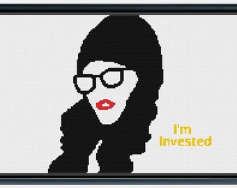 Darcy Lewis Cross Stitch Pattern - "I'm Invested" from Marvel's WandaVision