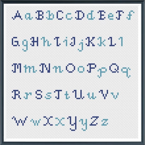 Elegant alphabet cross stitch pattern pdf, full alphabet, capitals,  lowercase, instant download, digital pattern, font, typeset - etsy