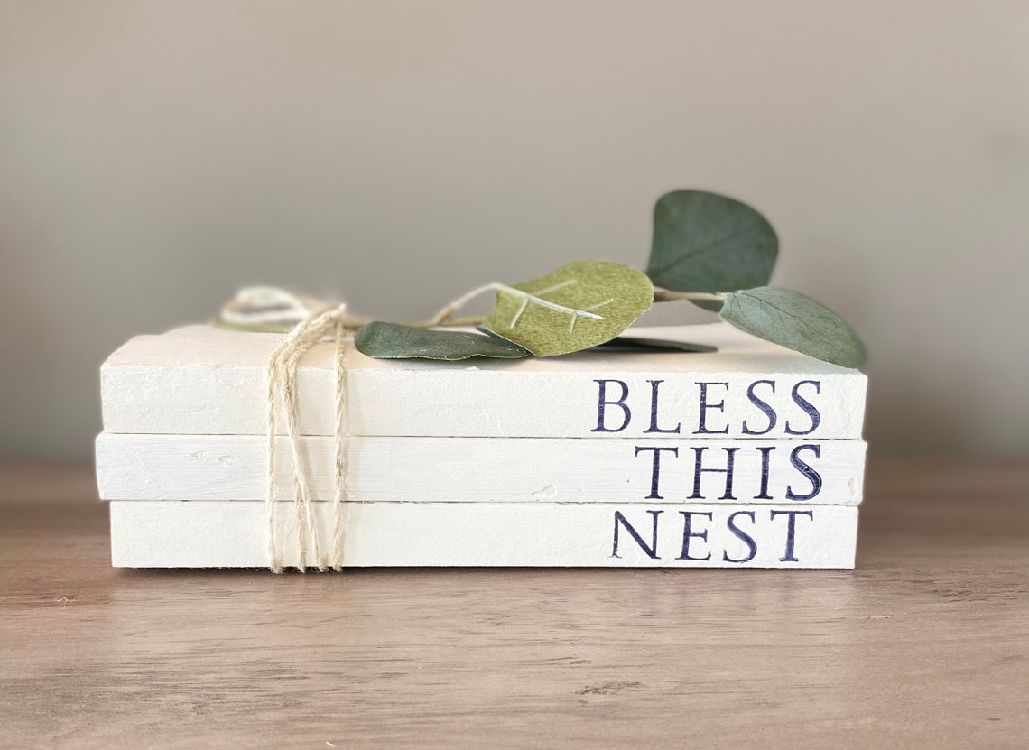 Personalized Book Stack Name Books Home Decor Bookcase Etsy