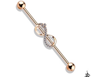 Rose Gold Infinity Symbol Industrial Barbell Piercing Jewlery