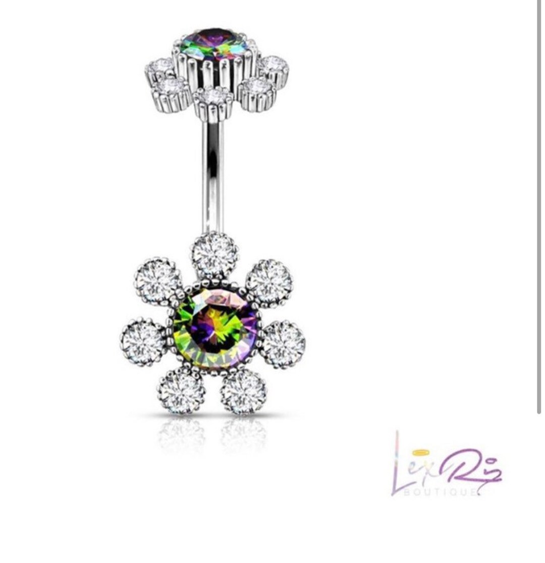 Puff Rib Ring Flower Puff Belly Ring - Etsy