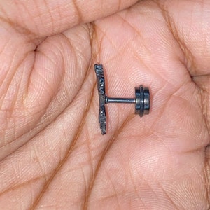 Fake Plug (faux Tunnel) Dragon Argent/Noir - Acier Inox 316L 16G - Pour Piercing Oreille Lobe