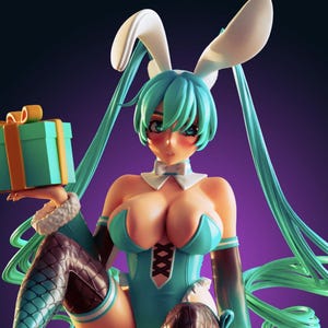Hatsune Miku Inspired Bunny Girl Model Kit | 3D Resin Print Figurine |  Officer Rhu