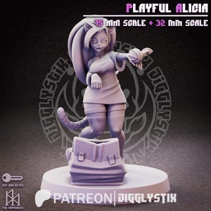 Playful Alicia Cat Girl Pin Up Miniature | Jigglystix