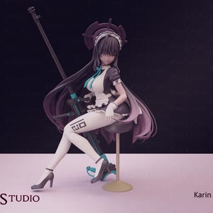 Blue Archive Inspired Karin Model Kit | 3D Resin Print Figurine | Pink Studio