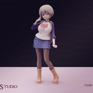 Uzaki-chan Wants to Hang Out Inspired Hana Uzaki Model Kit | 3D Resin Print Figurine | Pink Studio