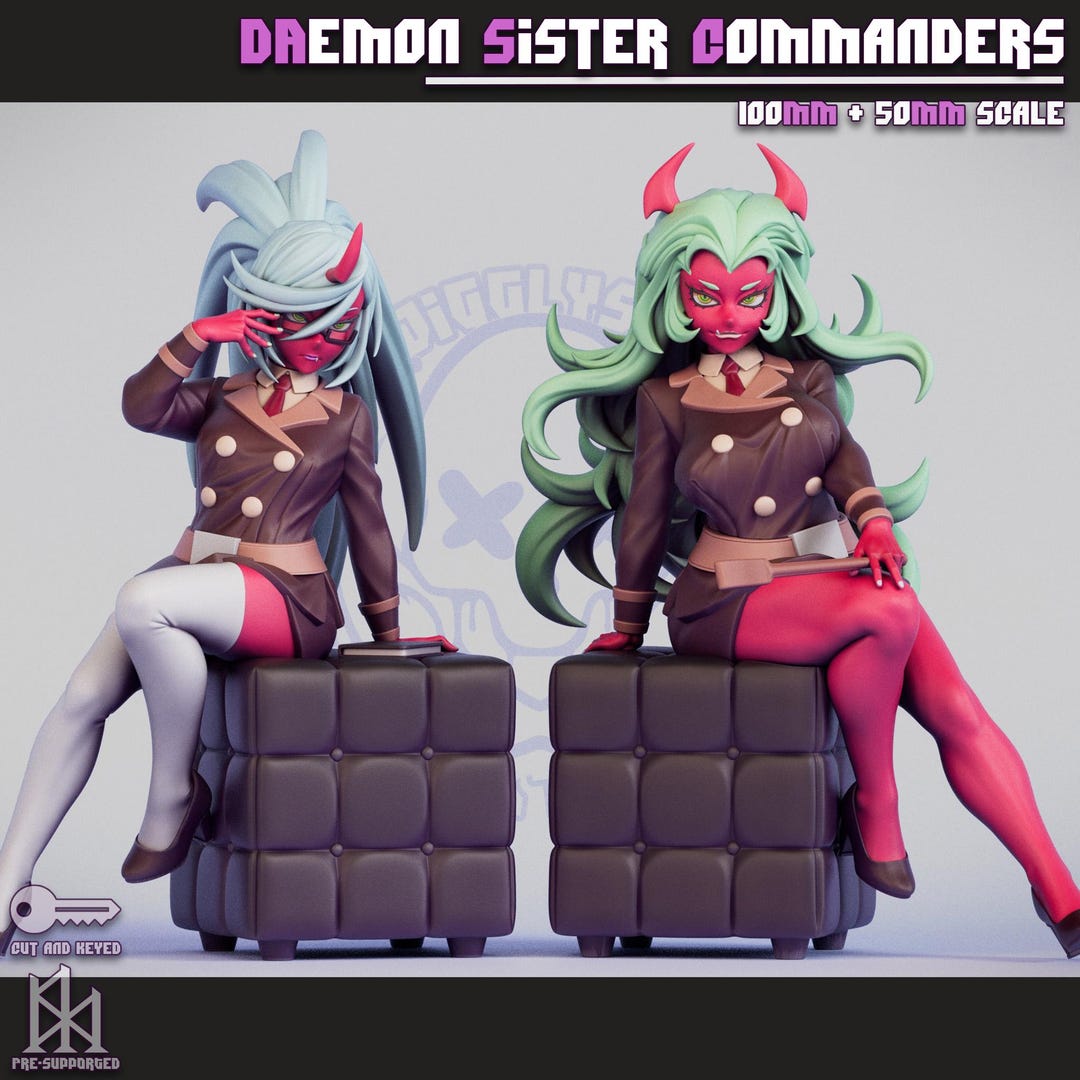 Demon Sister Commanders Model Kit | 3D Resin Figurine | Jigglystix - Etsy