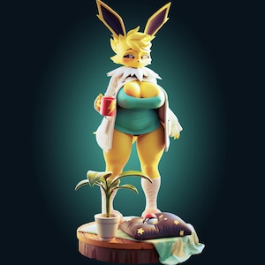 Fox Girl Waifu Model Kit | 3D Resin Print Figurine |  Officer Rhu