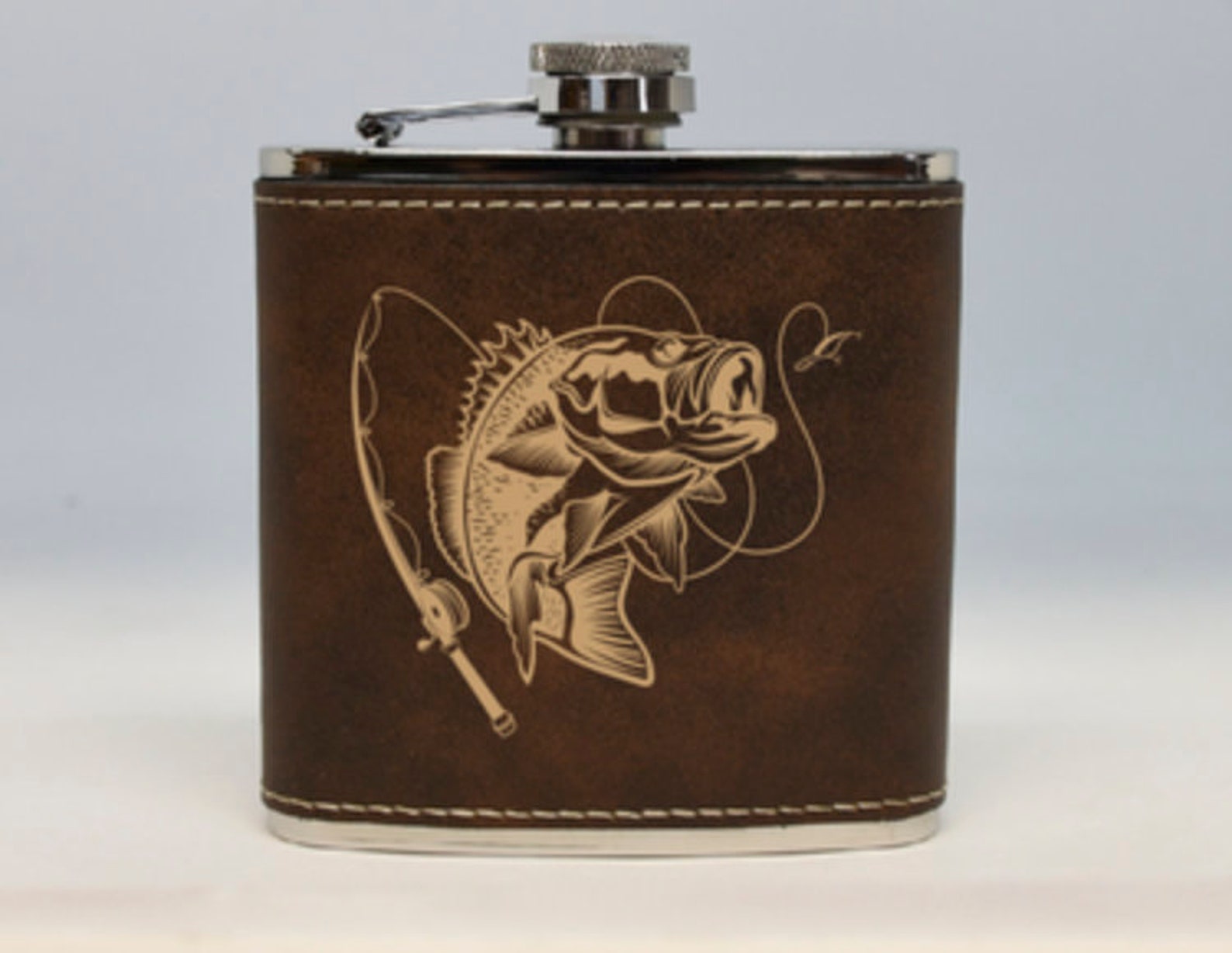 Bass Fishing Flask Personalized Custom Laser Engraved Flask Etsy