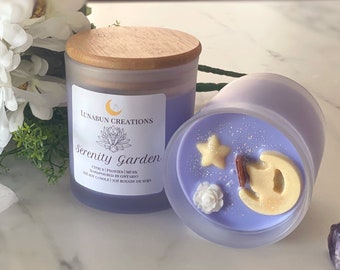 Serenity Garden:  Anime Inspired Soy Wax Candle, Citrus and Lavender Scented (7oz Jar)