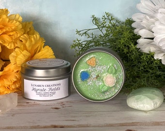 Hyrule Fields Candle: Gamer Gift, Glitter Fresh Scent (4oz Tin)