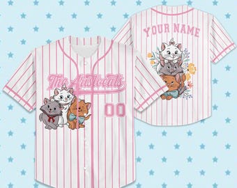 Personaliseer honkbaltrui Disney de Aristocat, aangepast kinderhonkbalshirt jeugd volwassen, aangepast Disney-verjaardagscadeau