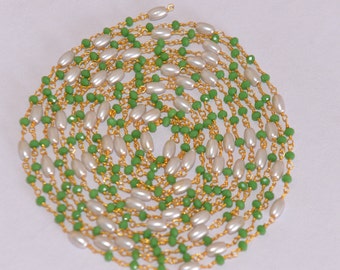 Groene gefacetteerde glaskralen & Rise Peral rozenkransketting, kralenrozenkrans, rondelle kralen bulkrolketting, 3 mm glazen kraalrozenkrans, kralenlichaamketting