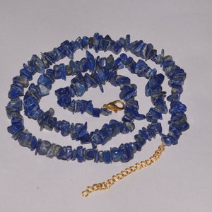 Natural Lapis Lazuli Chip Bead Necklace, 18 Inch Gemstone Necklace, Blue Gemstone Jewelry, Healing Stone Gift for Her