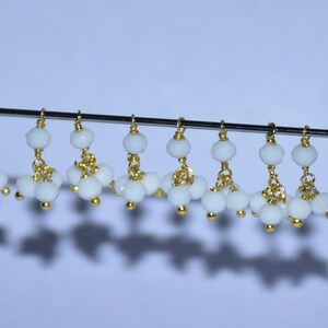Gold Plated Lovely 1+3 Faceted White Quartz Wire wrapped Beads, Wire Wrapped Beads, Earring Charm, Necklace Charm, Jewelry Charm, Fending,