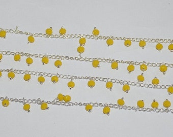 3mm Yellow glass beads cluster rosary chain, faceted bead Rosary, Beaded beads Rosary, dangle cluster chain, crystal body chain, belly chain