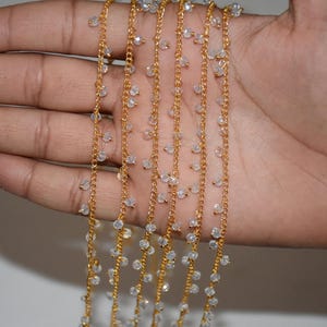 Clear Cristal faceted glass beads cluster rosary chai, 3mm crystal beads Dangling chain, Beaded belly chain, crystal bead bulk chain, rosary