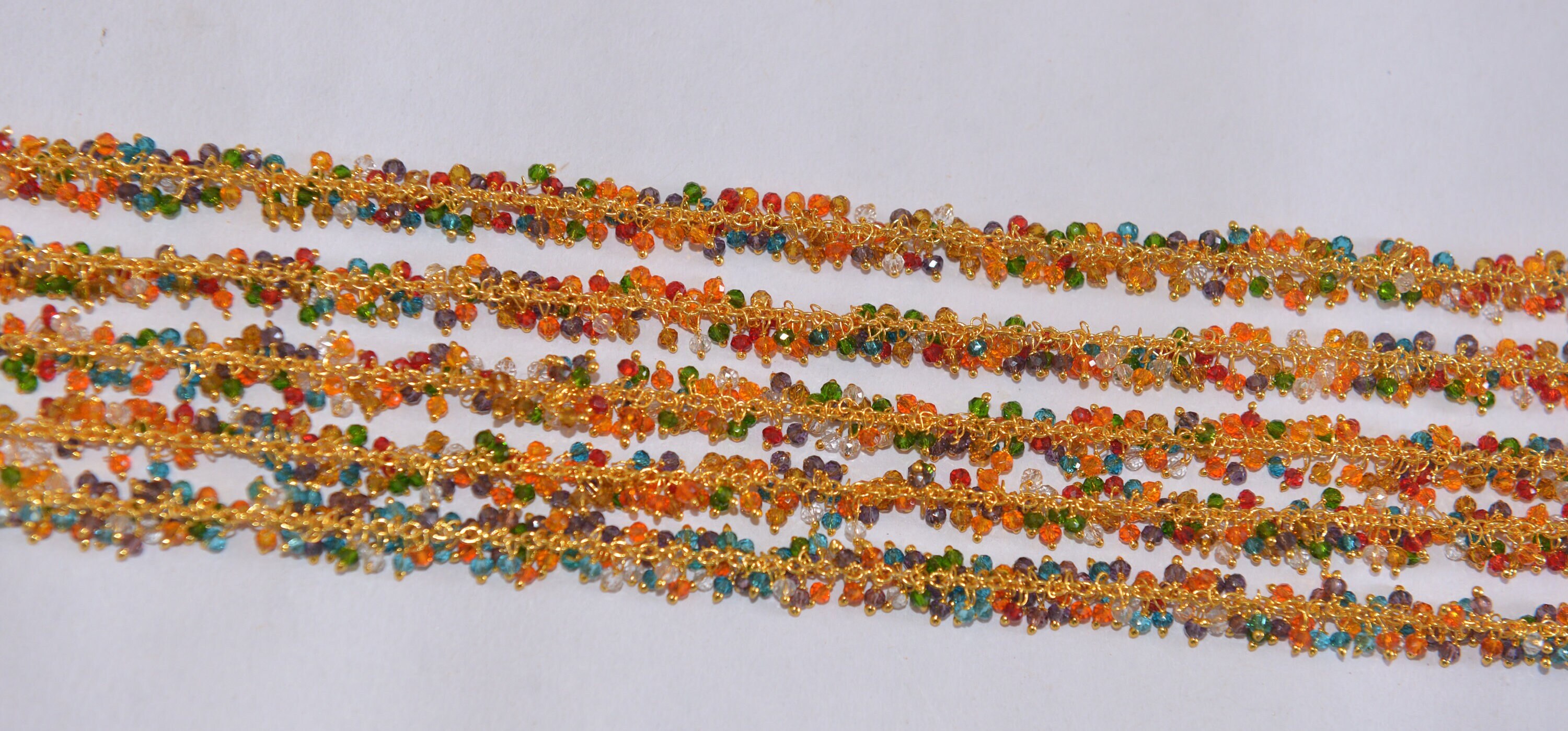 Facted Rope Chain Multi Crystal Bead Thick Rosary Chain. Beaded Chain. Rope Chain ...