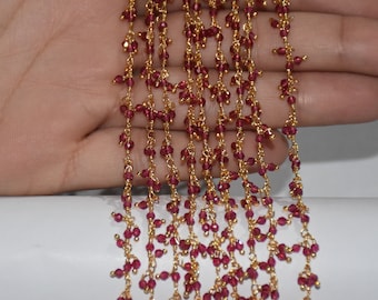 2mm granaat hydrokralen bungelende ketting, kralen Cluster Rozenkransketting, gefacetteerde kralen buikketting, granaatkralen bulkrol, vergulde rozenkrans