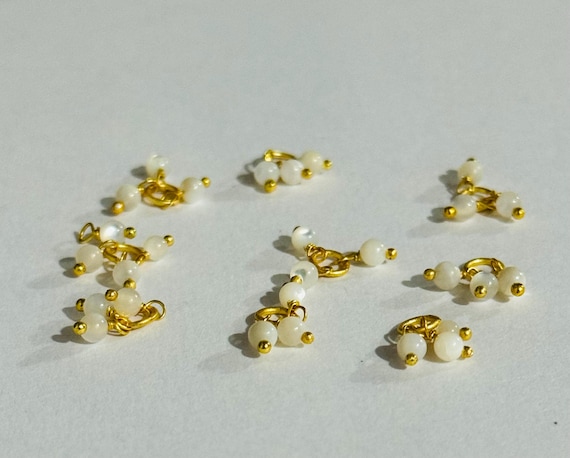 3mm White Opal Beads, Set of 3 Wire Wrapped Smooth Round Charms, Jewelry Connectors, Craft Supplies for DIY Jewelry, Handmade Jewelry Making