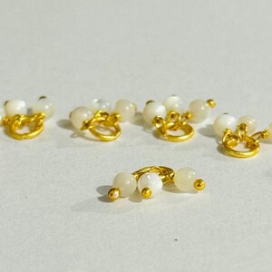 3mm White Opal Beads, Set of 3 Wire Wrapped Smooth Round Charms, Jewelry Connectors, Craft Supplies for DIY Jewelry, Handmade Jewelry Making image 4
