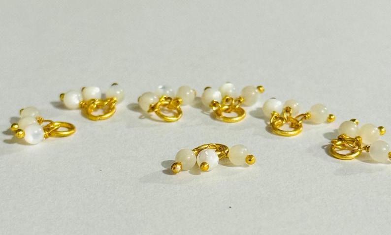 3mm White Opal Beads, Set of 3 Wire Wrapped Smooth Round Charms, Jewelry Connectors, Craft Supplies for DIY Jewelry, Handmade Jewelry Making image 4
