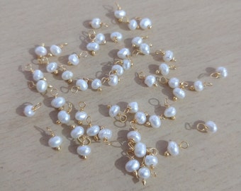 Dijes de perlas de agua dulce de 3 mm, componentes de alambre envuelto, conector de perla para aretes, cuentas colgantes de perla, piezas de rosario, piezas de joyería