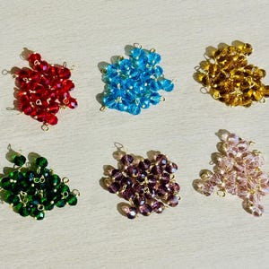 Single Wire Wrapped faceted Glass Beads rosary parts, jewelry making beads charms, Dangle Beads charms. 6mm crystal quartz beads charms