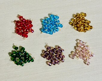 Single Wire Wrapped faceted Glass Beads rosary parts, jewelry making beads charms, Dangle Beads charms. 6mm crystal quartz beads charms