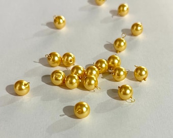 Abalorios de perlas doradas de 8 mm, cuentas chapadas en oro con alambre, piezas para rosarios, suministros para la elaboración de joyas, cuentas colgantes para manualidades
