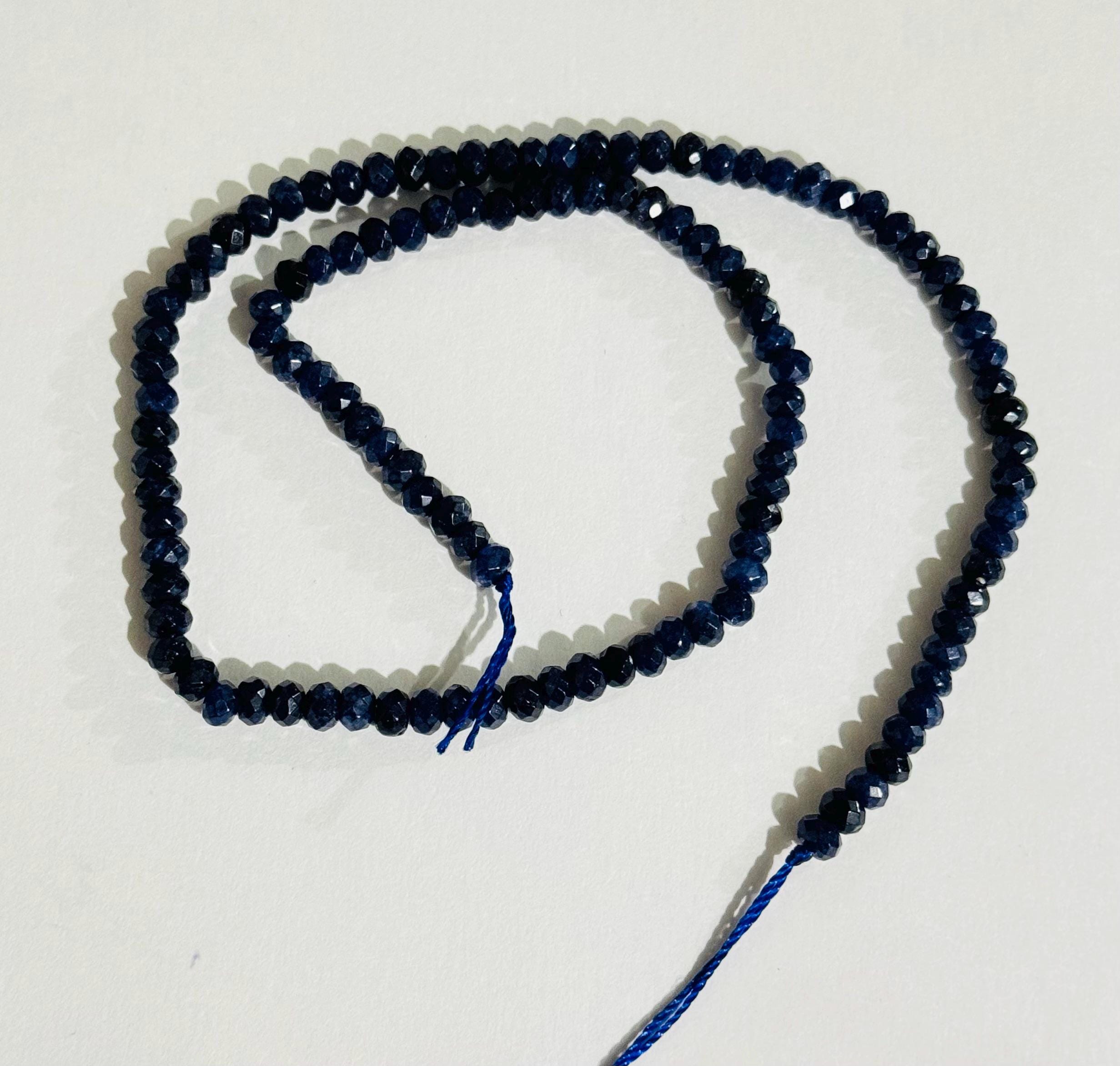 4mm Blue Sapphire Jade Beads Strand, Natural Gemstone Faceted