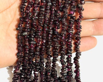 Natural Garnet Jade Uncut Chips Loose beads, Raw semi Precious Beads Gemstone, 34 Inches strands, Jewelry Making Supplies