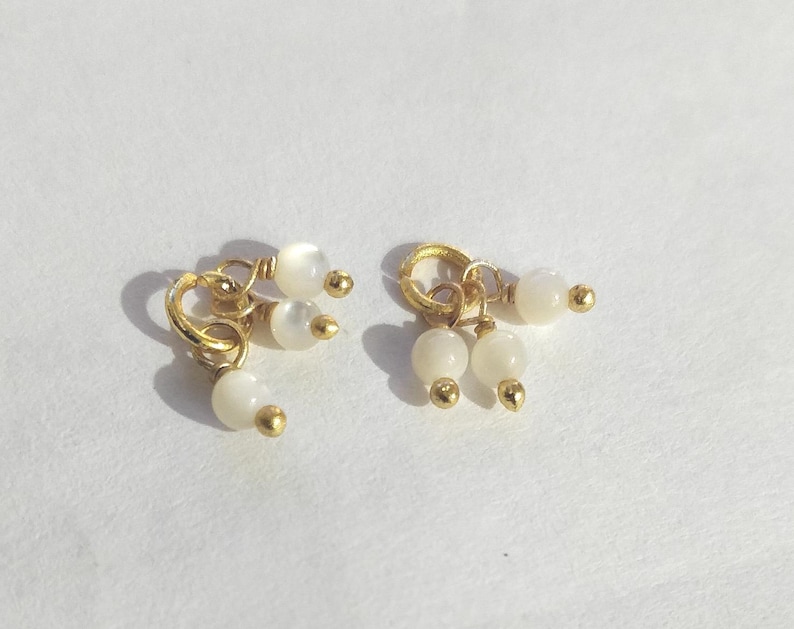 3mm White Opal Beads, Set of 3 Wire Wrapped Smooth Round Charms, Jewelry Connectors, Craft Supplies for DIY Jewelry, Handmade Jewelry Making image 2