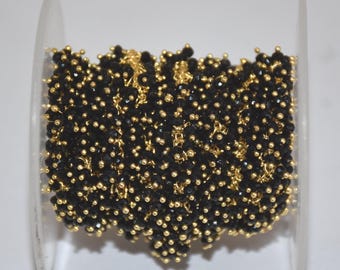 Perline sfaccettate nere, catena del rosario spessa, catena a forma di uva, catena pendente a grappolo, perline di vetro da 2 mm, forniture per la creazione di gioielli