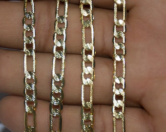 Good quality Gold Plated  Chain Roll Chain, Necklace Chain, Jewelry Making, Jewelry Finding, Bracelet chain. 12x5x1.4mm chain, Figaro chain