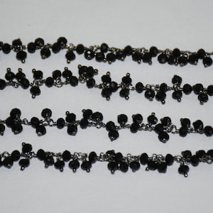 Schwarze facettierte Glasperlen Cluster Rosenkranz Kette, schwarz überzogene Perlen Kette, 3 mm facettierte baumelnde Cluster Kette, Schmuckherstellung Lieferungen