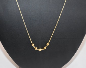 Dainty Gold Brass Beaded Necklace, Gold Plated Chain, Handmade Jewelry, Minimalist Layering Necklace, Unique Gift for Her
