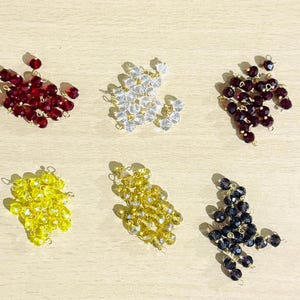 Single Wire Wrapped faceted Glass Beads rosary parts, jewelry making beads charms, Dangle charms. 6mm crystal quartz rondelle beads charms