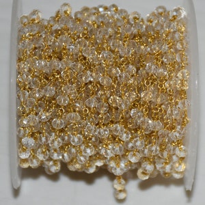 Kristall Quarz Edelstein Rosenkranz Kette, vergoldet Rosenkranz Kette, 4mm Glasperlen Schütt Rondell Rosenkranz Kette, Draht Perlen Kette, Schmuck Kette